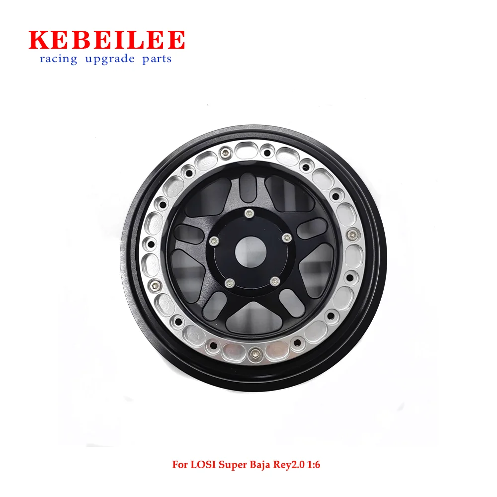 KEBEILEE CNC aluminum beadlock wheel for LOSI super baja rey2.0 1:6 Black