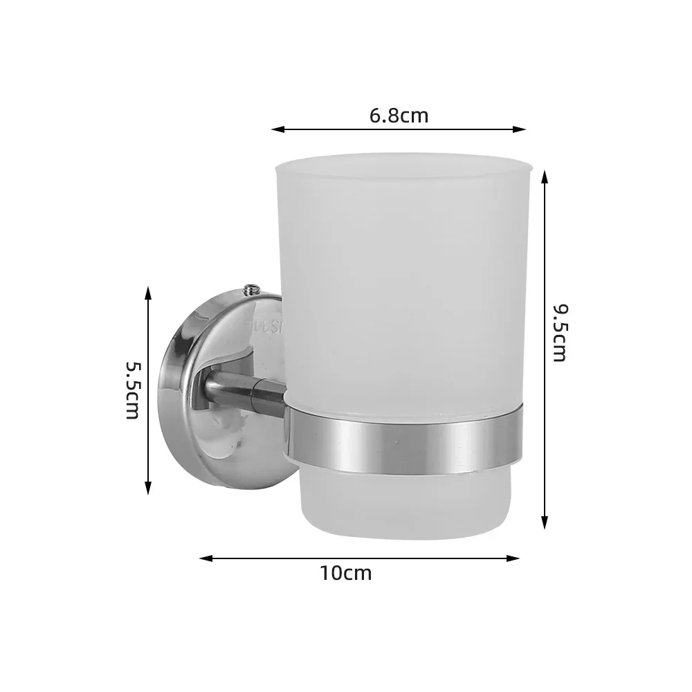 Bathroom Storage Organizer Tooth Brush Cup Tools Washroom Bathroom Modern Wall-Mounted Toothbrush Holder Glass Cup Tumbler Frame