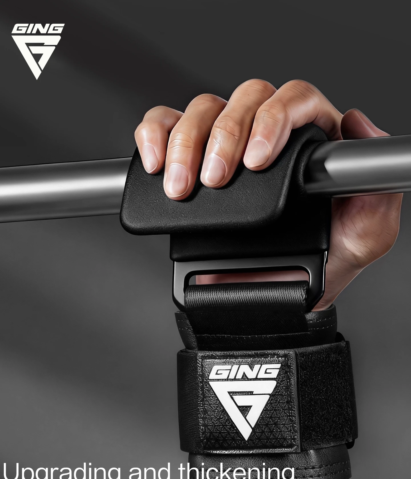 Gewichtheber-Hakengriffe mit Handgelenkbandagen, Fitness-Handgelenkriemen, Gewichtheber-Hakenriemen, Klimmzug- und Powerlifting-Handschuhe – Detail 1