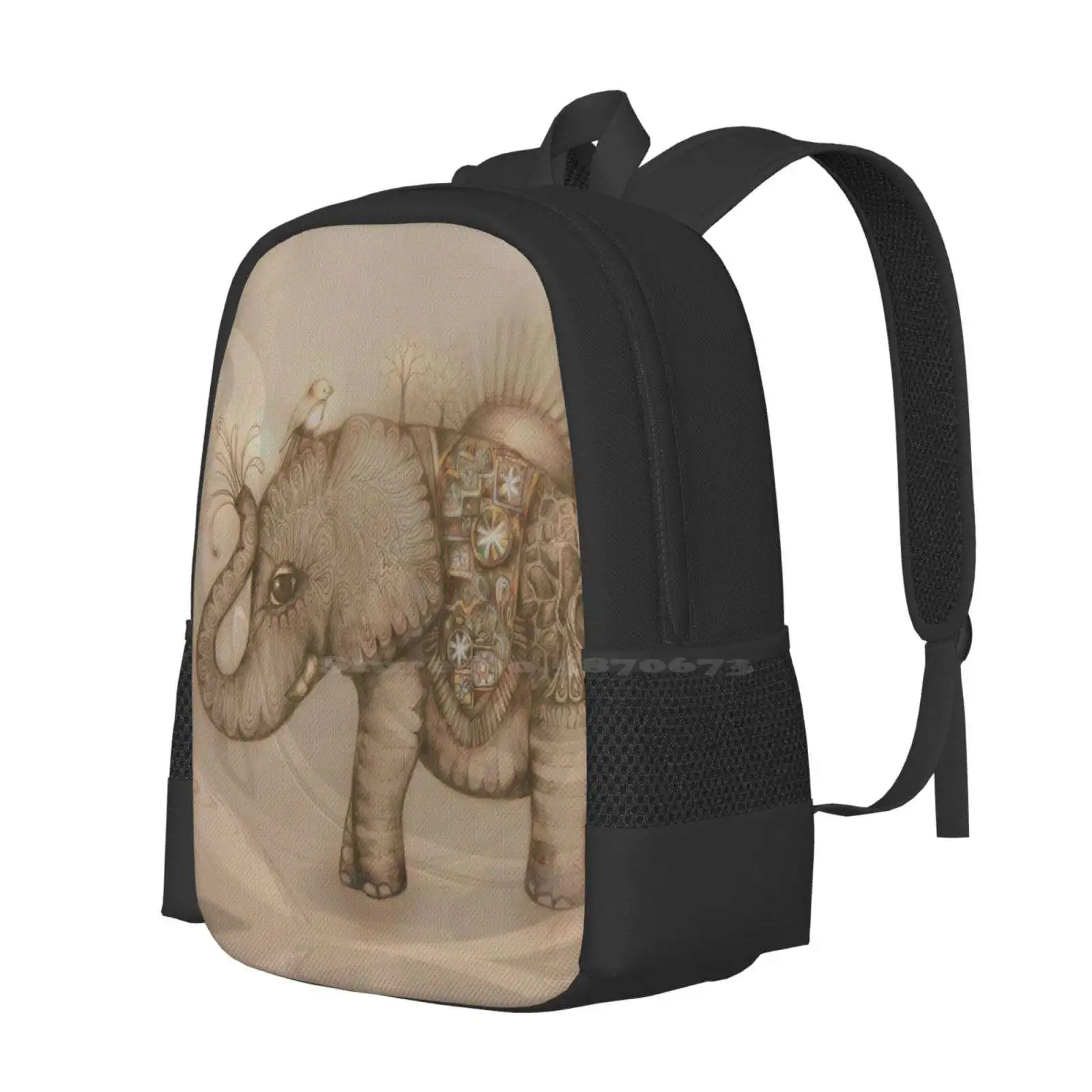 Magic Elephant Pattern Design Bagpack School Bags Artist Collectors Good Fortune Good Luck Karin Taylor Elephant Painting