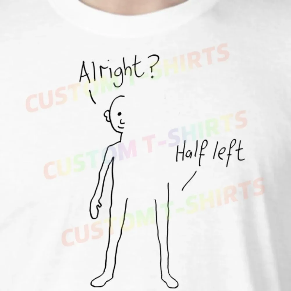

2 10_Alright_–_Half_Left Fans' comic-style hand-drawn pattern T-shirts for both men and women in summer