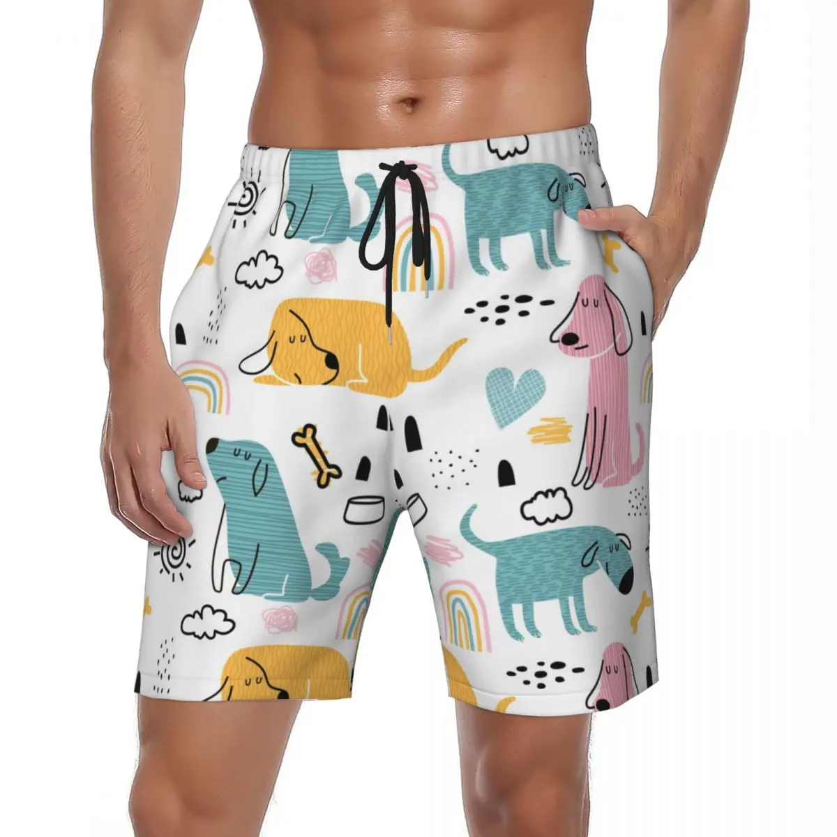 

Купальники, шорты для доски с колбасой, таксой и собакой, летние забавные шорты для доски, мужские спортивные быстросохнущие плавки с графикой
