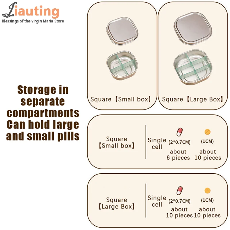 1 قطعة صندوق حبوب 4/6 شبكات الطب المنظم اللوحي مختومة صندوق تخزين السفر حبة حالة المخدرات موزع الحاويات الرعاية الصحية