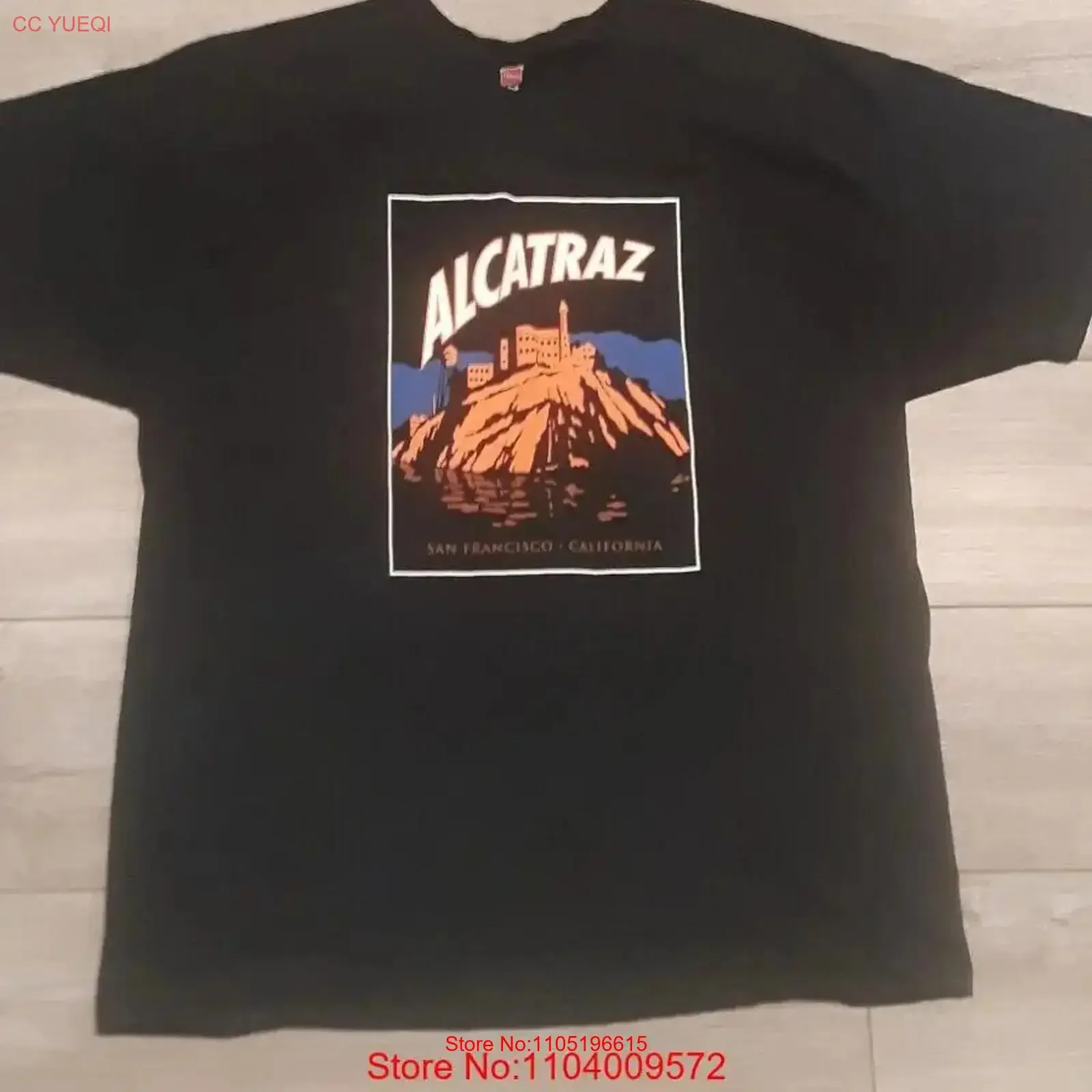 Men's Black XL Alcatraz Island prison San Francisco souvenir t shirt vintage Washed Top For Everyday Wear Breathable Unisex