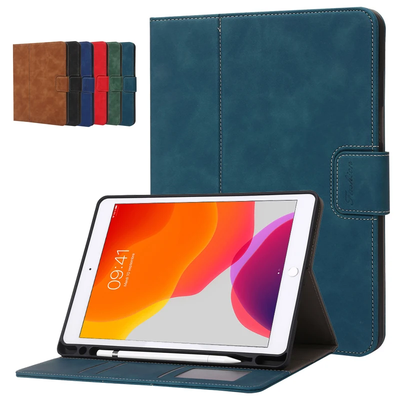 For iPad Case With Pencil Holder Luxury PU Leather Wallet Cover For Funda iPad 10 2 10.2 9.7 iPad 10th 9 8 7 6 5 th Gen Air 1 2