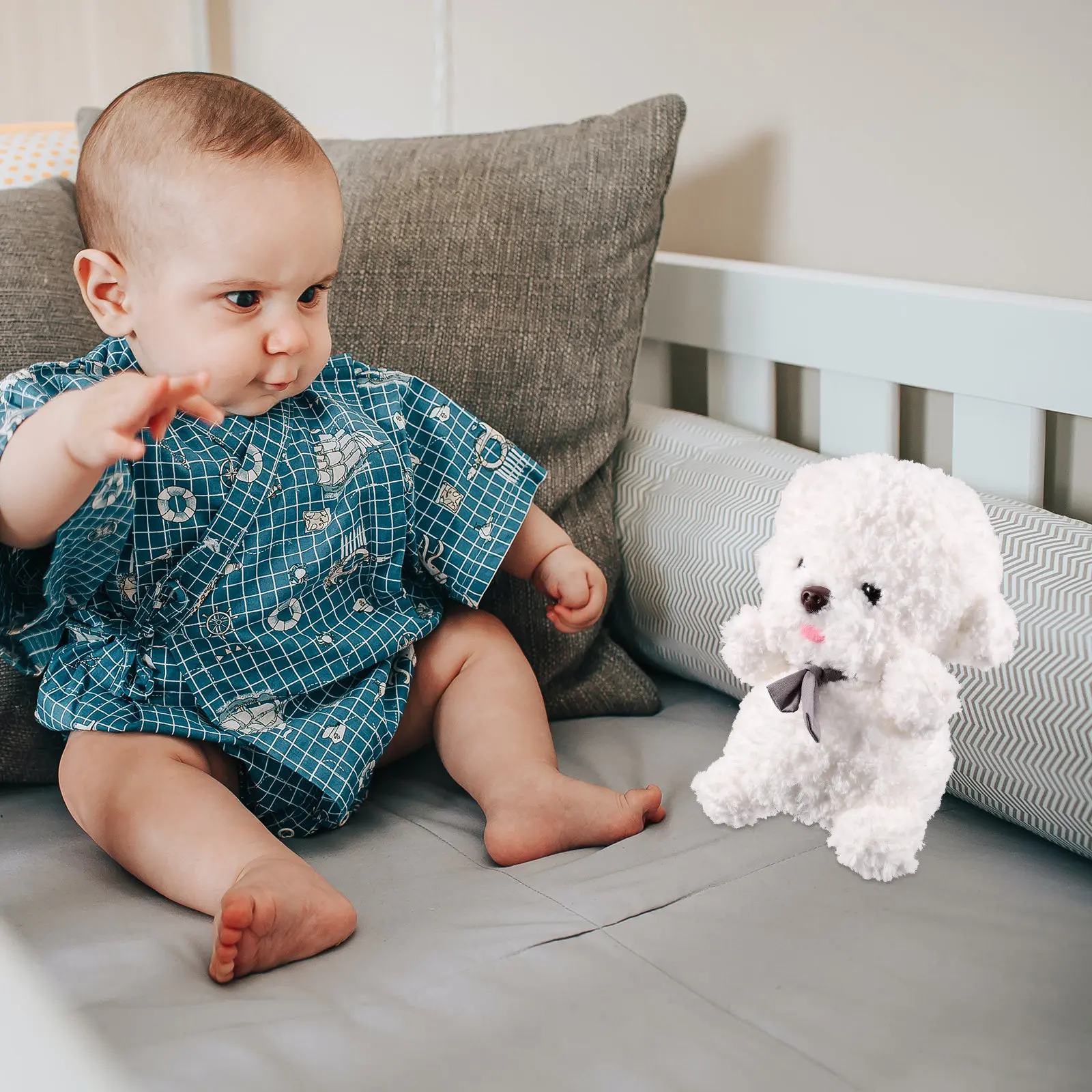 

White Bichon Stuffed Animal Soft Puppy Simulation Dog Nap Cuddle Gift Home Decoration Birthday Valentine Christmas Party