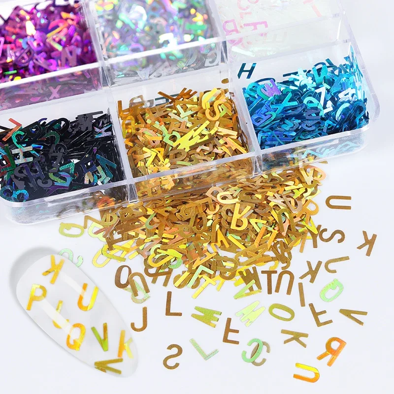 Alphabet Resin Sequins Holographic English Letter Glitter For Epoxy Resin Filling Accessories Silicone Mold Jewelry Making DIY