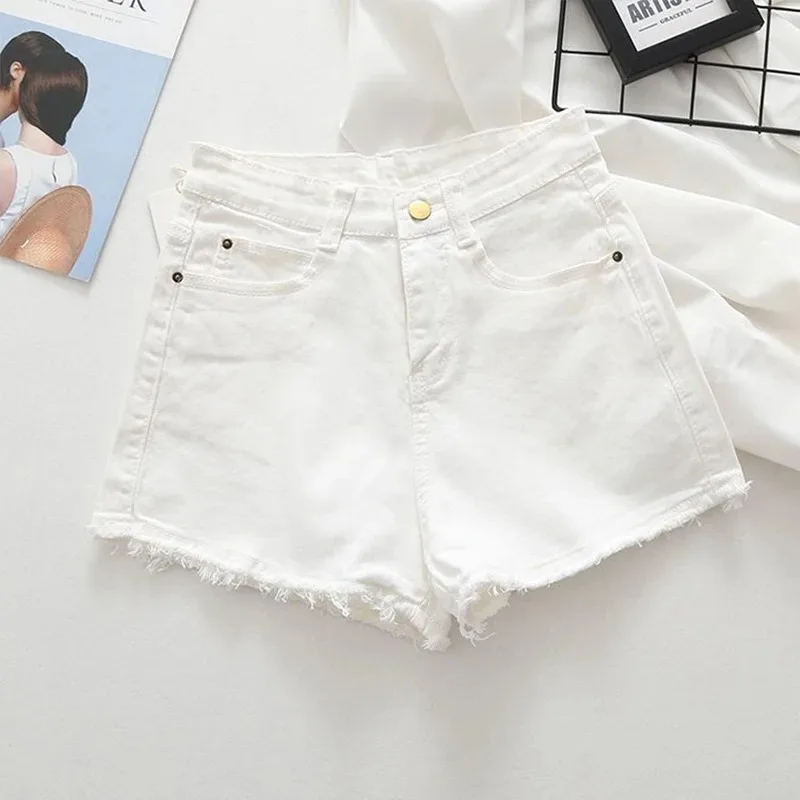 Denim Shorts for Women, Monochromatic, Casual Short Pants for Girls, Beach Style, Female Jean Pants