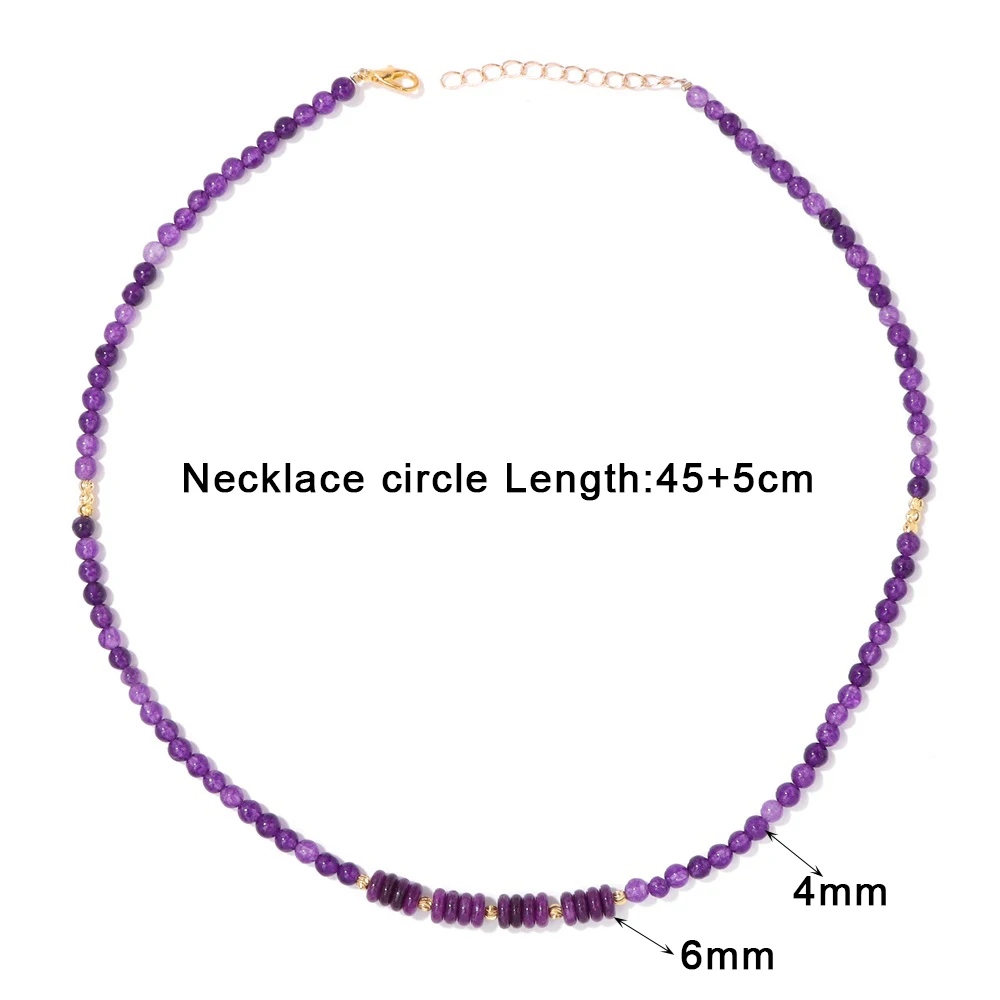 Luxury Amethyst Beads Necklaces Natural Stone Aventurines Lapis Lazuli Necklaces Gold Color Chain Choker For Women Energy Gifts