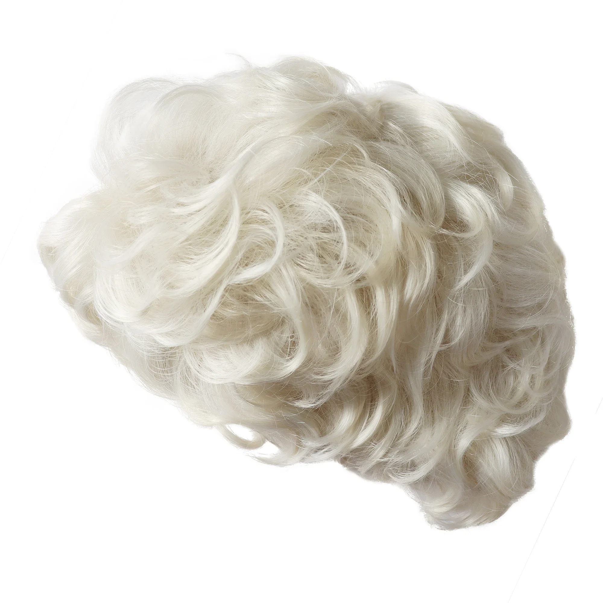 GNIMEGIL Synthetic Short Curly Hair Wig with Bangs Platinum Blonde Mommy Wig Female Cosplay Natural Hairstyle Daily Elder Wig