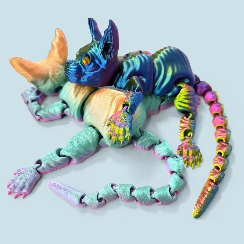 3D Printed toy Articulated Sphynx Cat Fidget Toy Realistic Hairless Animal Model Desktop Ornament Collectible Gift For Pet Lover
