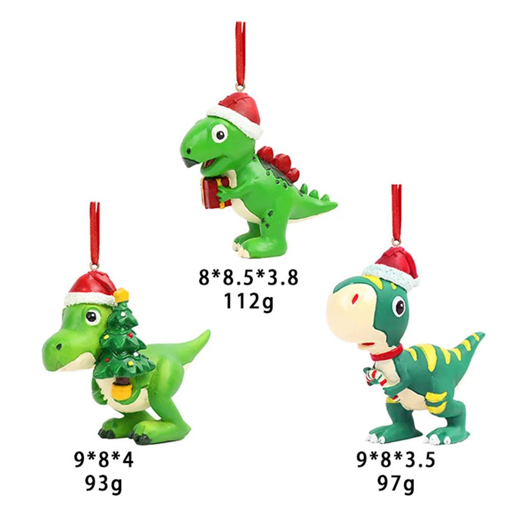 

3Pcs Christmas Dinosaur Ornaments Small Xmas Tree Hanging Decorations Festive Holiday Party Decor Indoor Outdoor