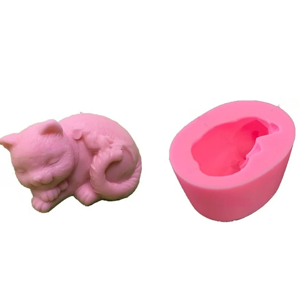 DIY süße Kätzchen Silikon Seife Form 3D Schwein Hund Tier Handwerk Harz Gips Seife Backen Schokolade Mousse Kuchen Dekoration Werkzeug