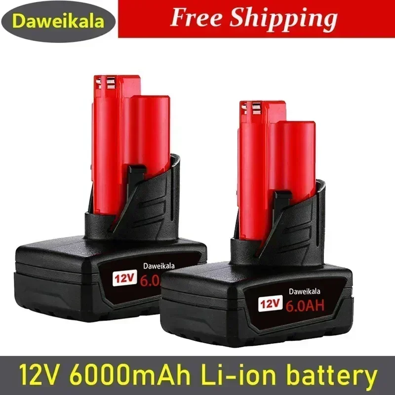 

TURPOW 12V 6000mAh rechargeable battery for Milwaukee M12 XC cordless tool 48-11-2402 48-11-2411 battery 48-11-2401 MIL-12A-L