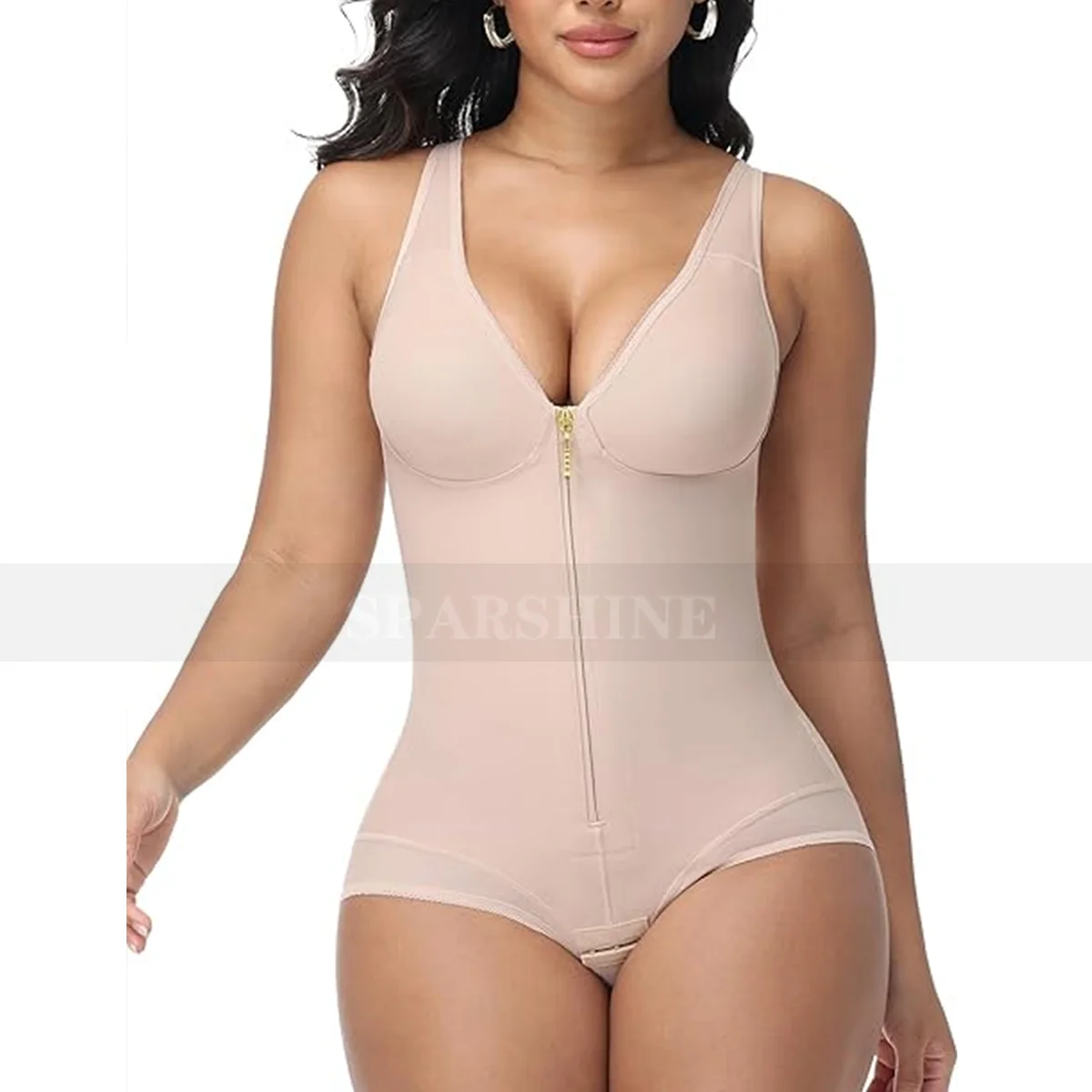 

Medium Compression Slimming Abdominal Control Shapewear Fajas Colombianas with Bra Butt Lifter Flat Belly Triangle Bodysuits