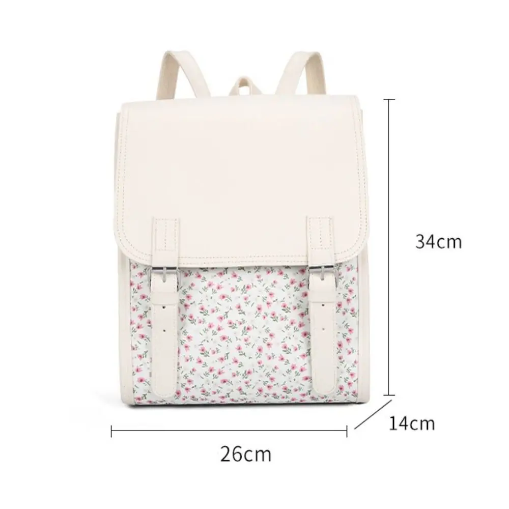 Large Capacity School Backpack New Adjustable Strap Portable Schoolbag Flower Pattern Multi-pocket Daily Bag