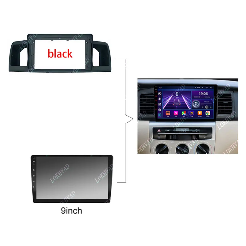9 Inch Car Frame Fascia Adapter Canbus Box Decoder For Toyota Corolla E120 e 120 2007-2012 Android Radio Dash Fitting Panel Kit