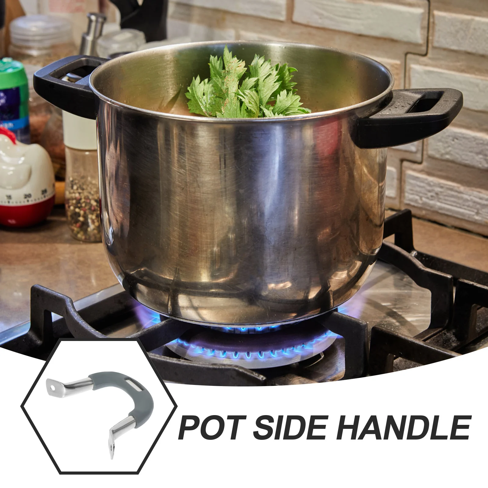

Pot Side Handle Replacement Resistant Pan Side Handle Stainless Steel Silicone Kitchen Utensil