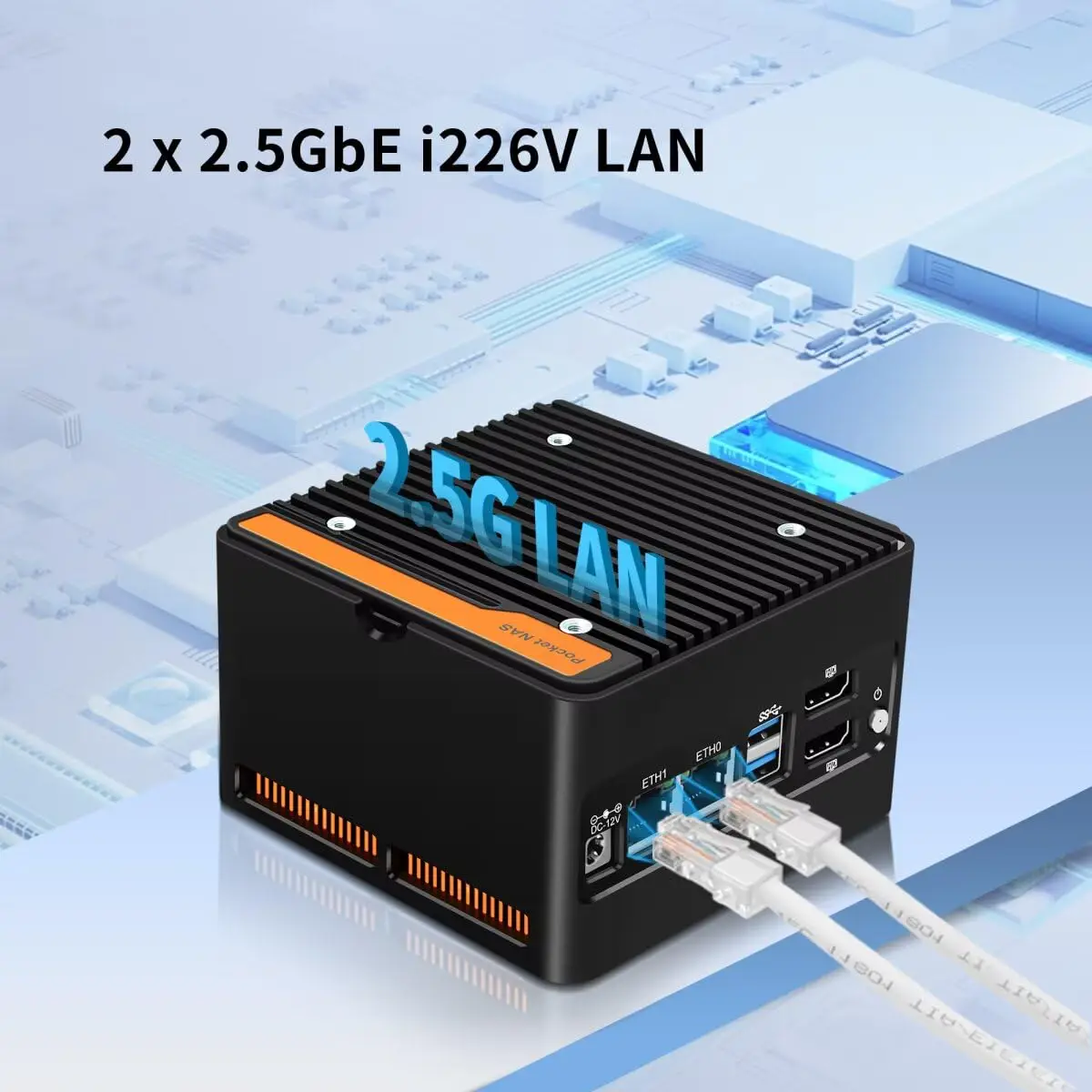 MNBOXCONET Mini PC NAS N100, 4 NVME NAS พีซีขนาดเล็ก, ไมโครคอมพิวเตอร์ LAN 2.5GbE คู่ 2HD 4K @ 60HZ รองรับการขยาย WiFi/BT