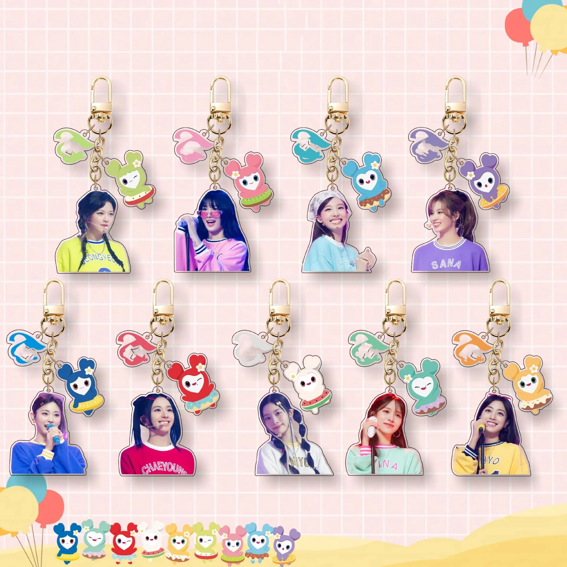 Kpop 3Pcs/set Acrylic Keychain  Tzuyu Sana Momo Cute Cartoon HD Photo Printing Mina Son chae Young Fans ONCE Collect Accessories