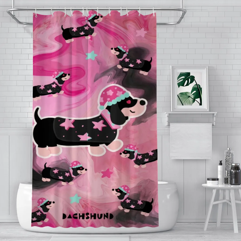 

Lovely Dog Unique decor Modern Fabric Bathroom Shower Curtains art design Print Curtain