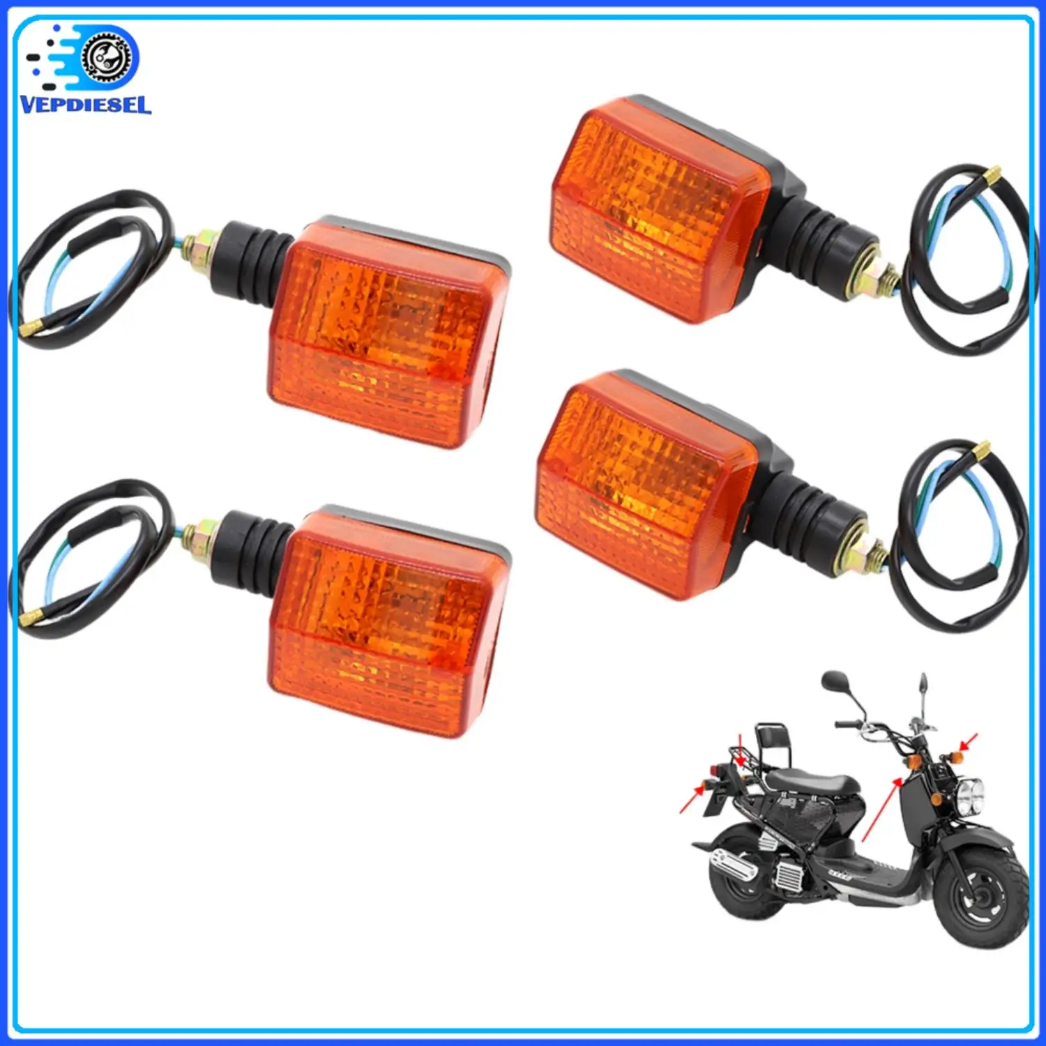 2Pair Auto Rear Turn Signal Light Indicator Scooter Blinkers For Honda Ruckus NPS 50 33650-GEZ-305 33600-GEZ-305 33650-GEZ-671
