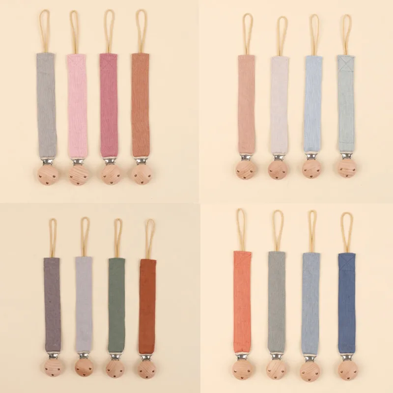 

1 Set Pure Colors Cotton Baby Pacifier Clips BAP Free Wooden Dummy Nipple Holder Clip Soother Pacifier Chain Baby Accessories