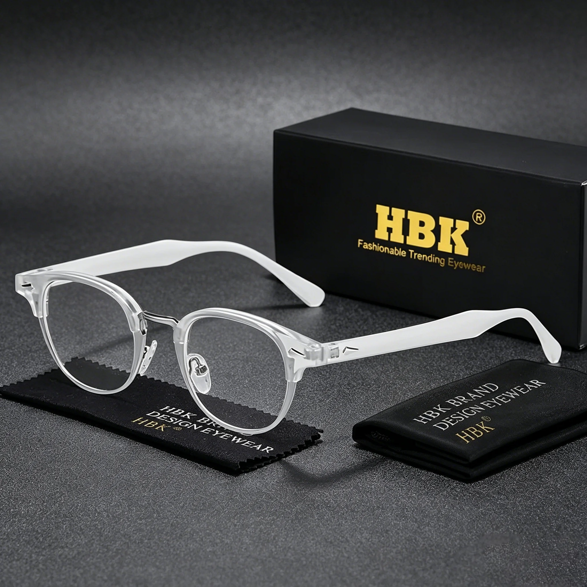 

HBK VIintage Classic Men's Round Glasses Brand Design Splicing Half Frame Anti Blue Light Glasses Women Daily Decoration Eyewear