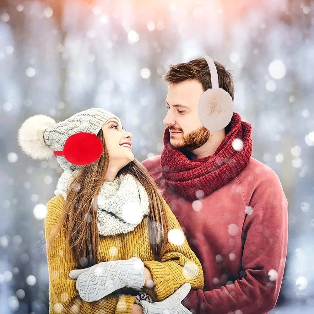 غطاء أذن شتوي دافئ من الفرو الصناعي للجنسين للاستخدام الخارجي قابل للطي لتدفئة الأذن