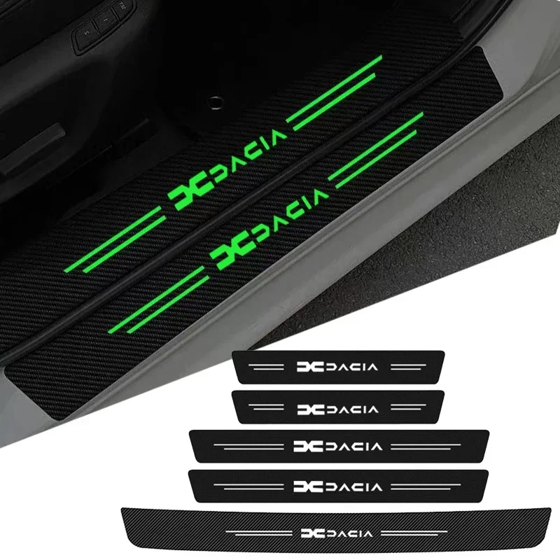 Luminous Car Door Sill Scuff Plate for Dacia Duster Spring Logan Sandero Jogger Lodgy Bigster Trunk Bumper Protector Stickers