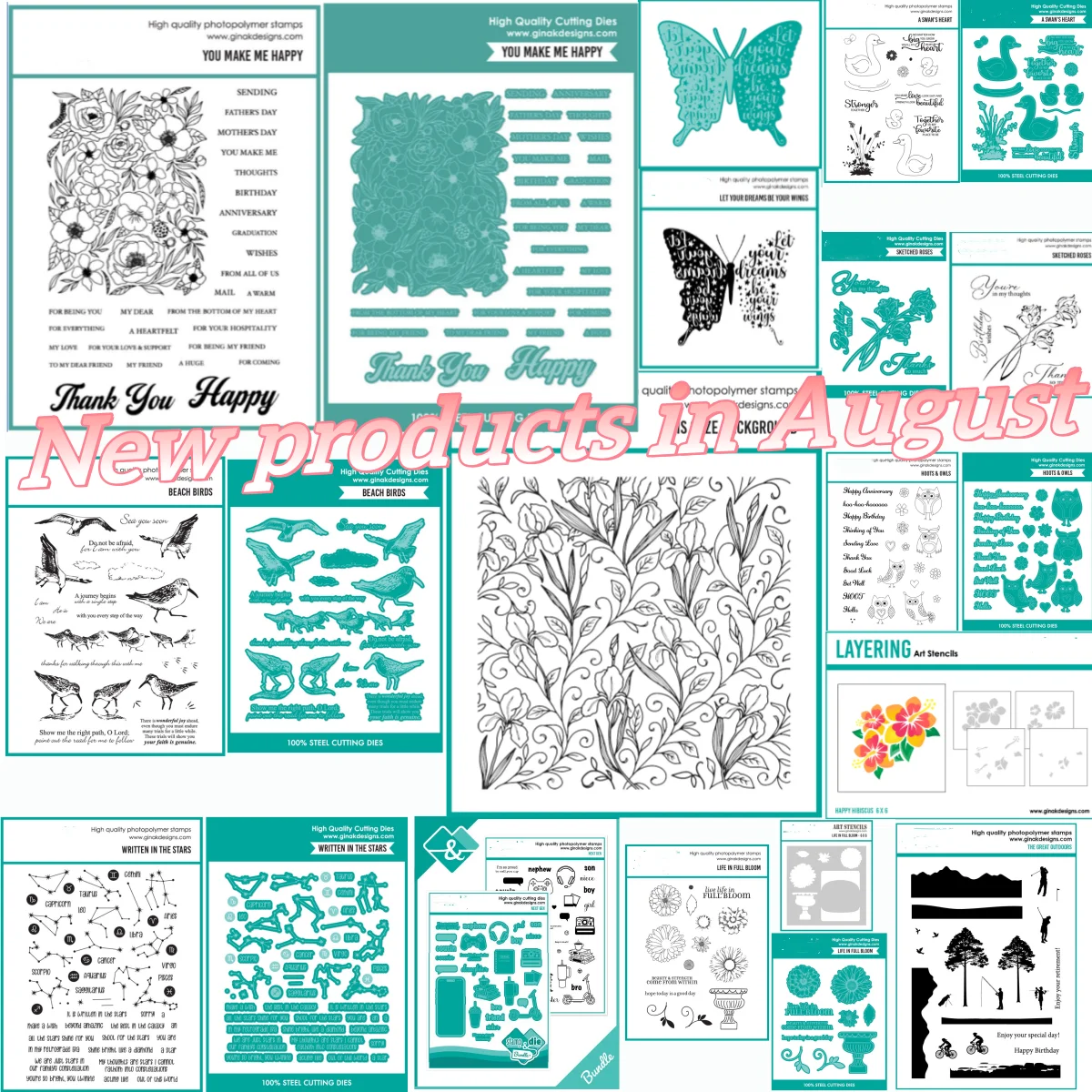 

You Make Me Happy Beach Birds Owls Roses Iris Gaze Background Metal Cutting Dies Clear Stamps Stencil For DIY Scrapbook Craft