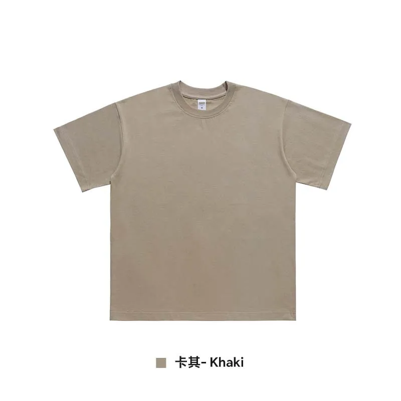 300G Heavyweight 100% Cotton Oversize T-Shirt Drop Shoulder Streetwear Basic Tees Men's US EU Size Relaxed Fit