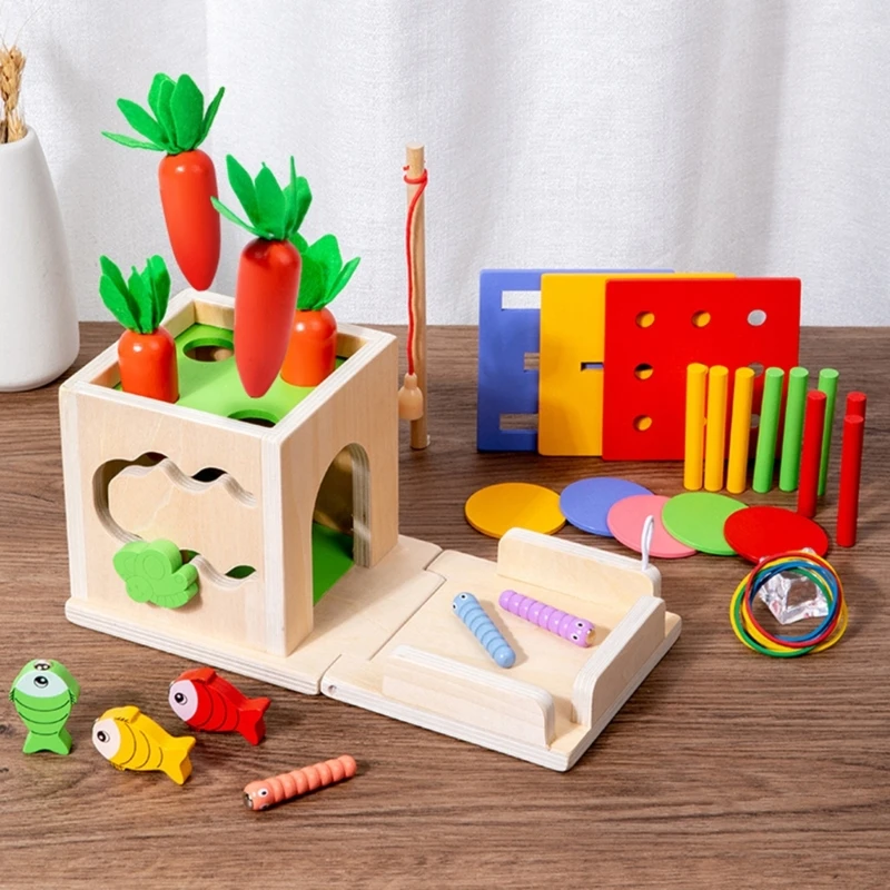 Montessori Stijl Houten Muntautomaat Speldoos Speelgoed 8-In-1 Vorm En Kleur Cognitief Onderwijs Speelgoed Kleuter Sensorisch Educatief Speelgoed