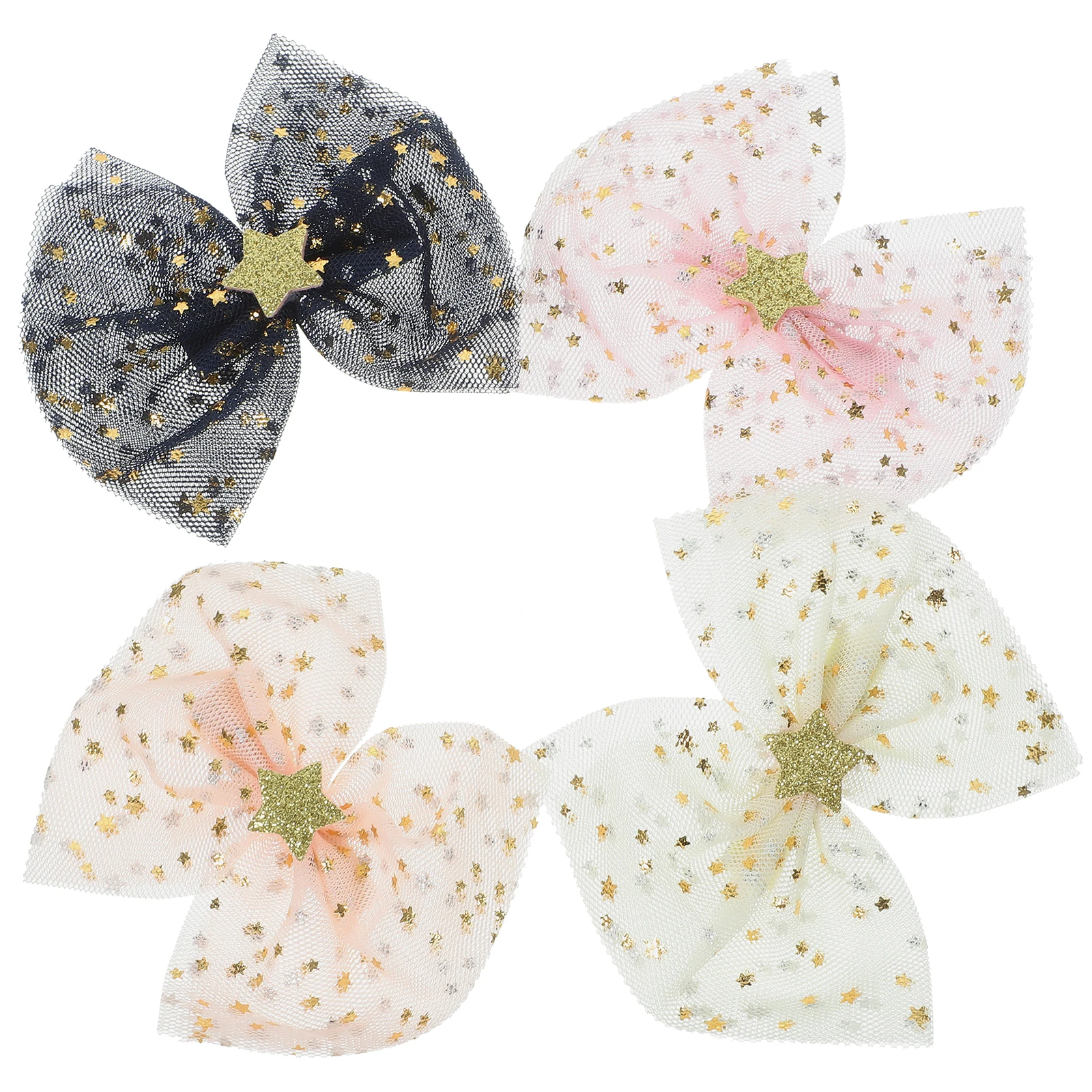 

4 Pcs Bow Hair Clips Girls Bows Clip Small Fabric Accessories Women Baby Dark Blue Ribbon For Ceremonies
