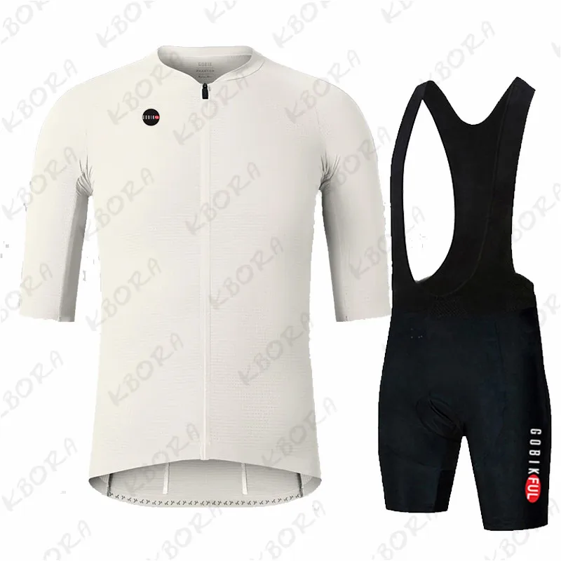 KBORA-Conjunto de ropa de Ciclismo profesional para Hombre, Maillot de manga corta con pechera, color negro, 2023