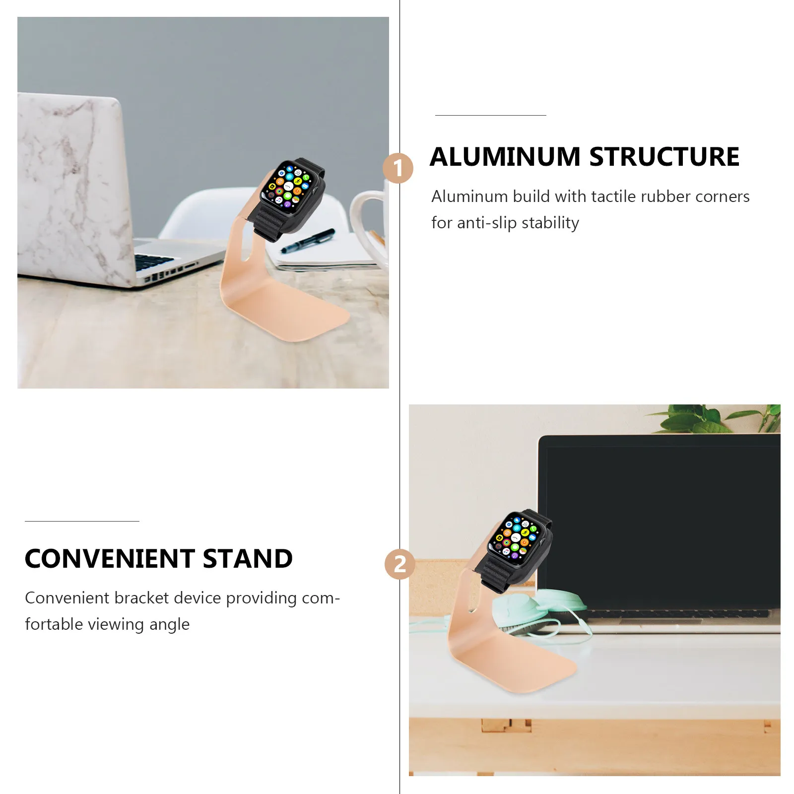 

Charging Stand for Watch Aluminum Alloy Silver Anti-Slip Support Dock Holder Cable Management Premium Design Stand for Watch