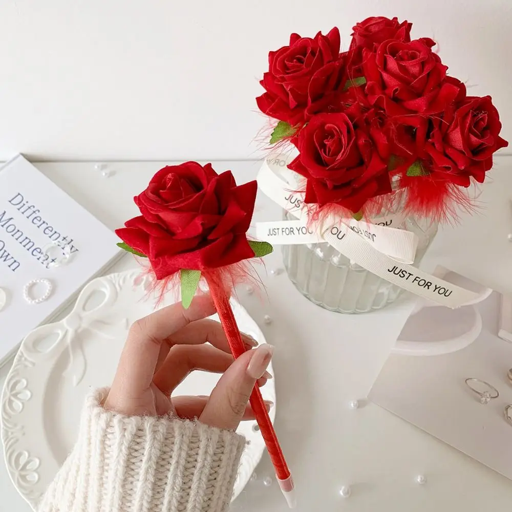 Creative Polyester Fibre Gel Pen Plastic Simulated Rose Neutral Pen Signature Pen Stationery