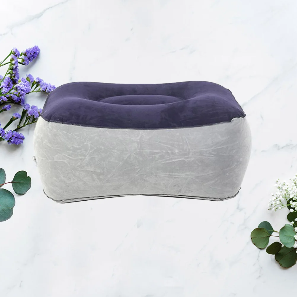 رمادي أزرق نفخ مسند القدمين وسادة السفر الساق الراحة وسادة الجلد ودية يتدفقون البلاستيكية القدم البراز لتحسين قطار الطيران