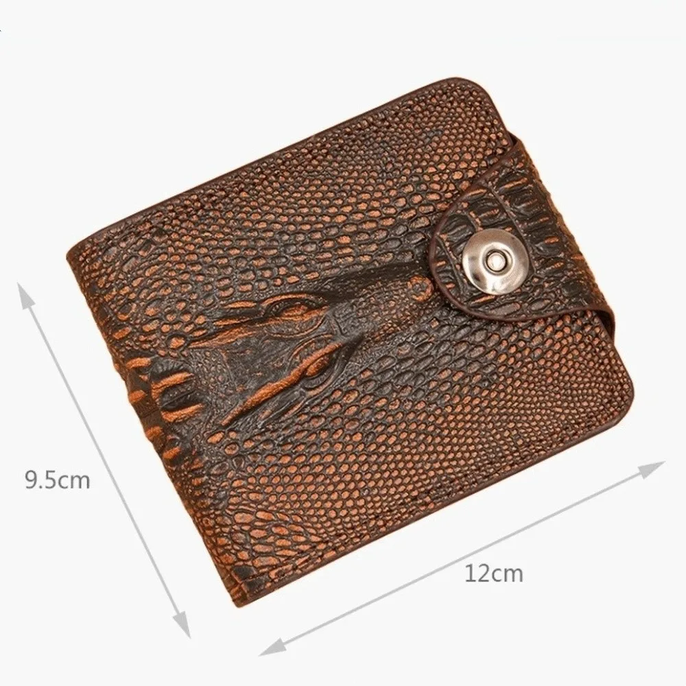 Vintage PU Leather Crocodile Skin Wallet Small Alligator Short Wallet Zipper Closure Credit Card Holders Male - view 6