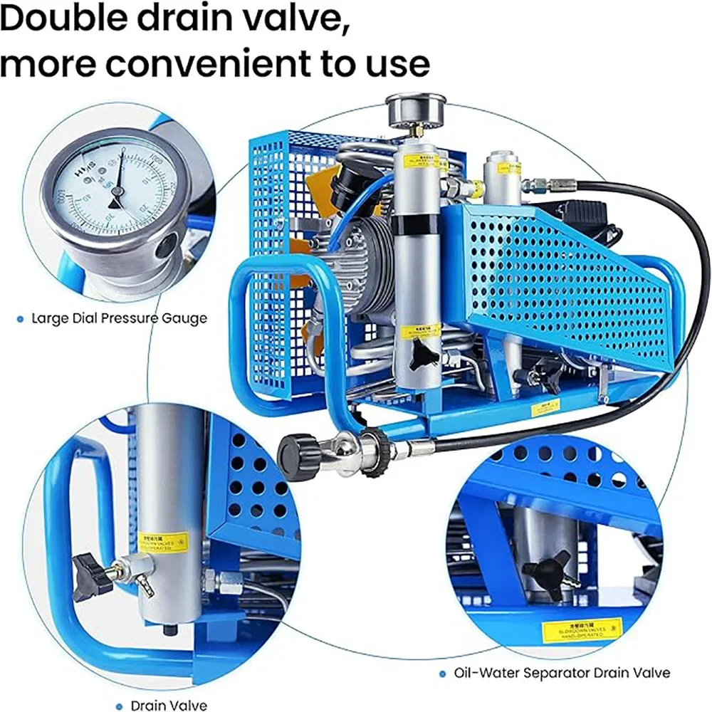 TUXING 4500Psi Compressore per immersione ad alta pressione 300Bar PCP Compressore d'aria 100L/min Flusso d'aria per la respirazione subacquea Snorkeling Fucile