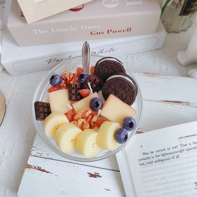 كوب فاكهة الموز أوريو شمعة معطرة شمع الصويا اليدوية هدية عيد ميلاد كوب حلوى زخرفة العطر