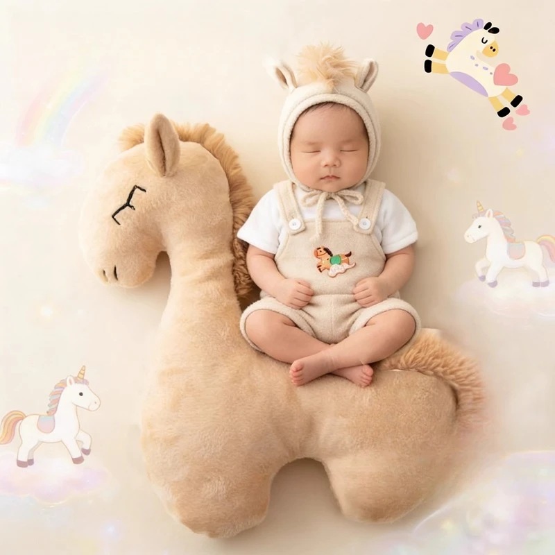 

Newborn Photography Props 2026 Horse Cute Posing Doll Decor Accessories Baby Studio Photoshoot Picture Shooting Props 2 Color