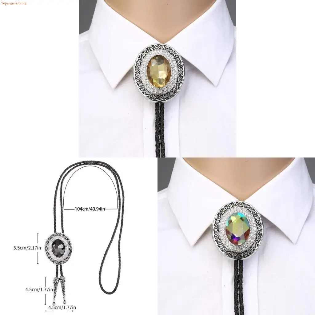 Q5WE Classical Shoestring Necktie Bolo Tie Cowboy Punk Necktie Western Necklace
