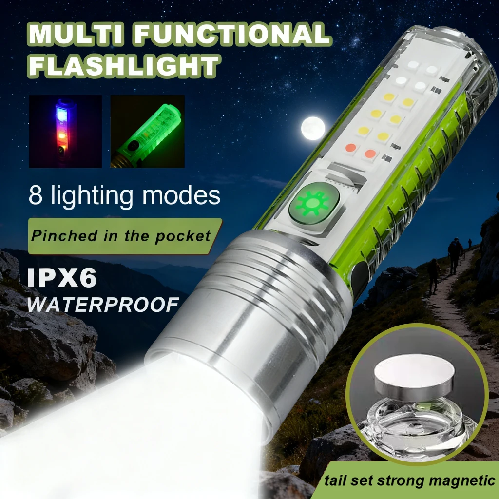 Super Bright LED Flashlight Rechargeable Spotlight Lamp High Power Tactical Torch Waterproof Lantern Outdoor Emergency LED Light