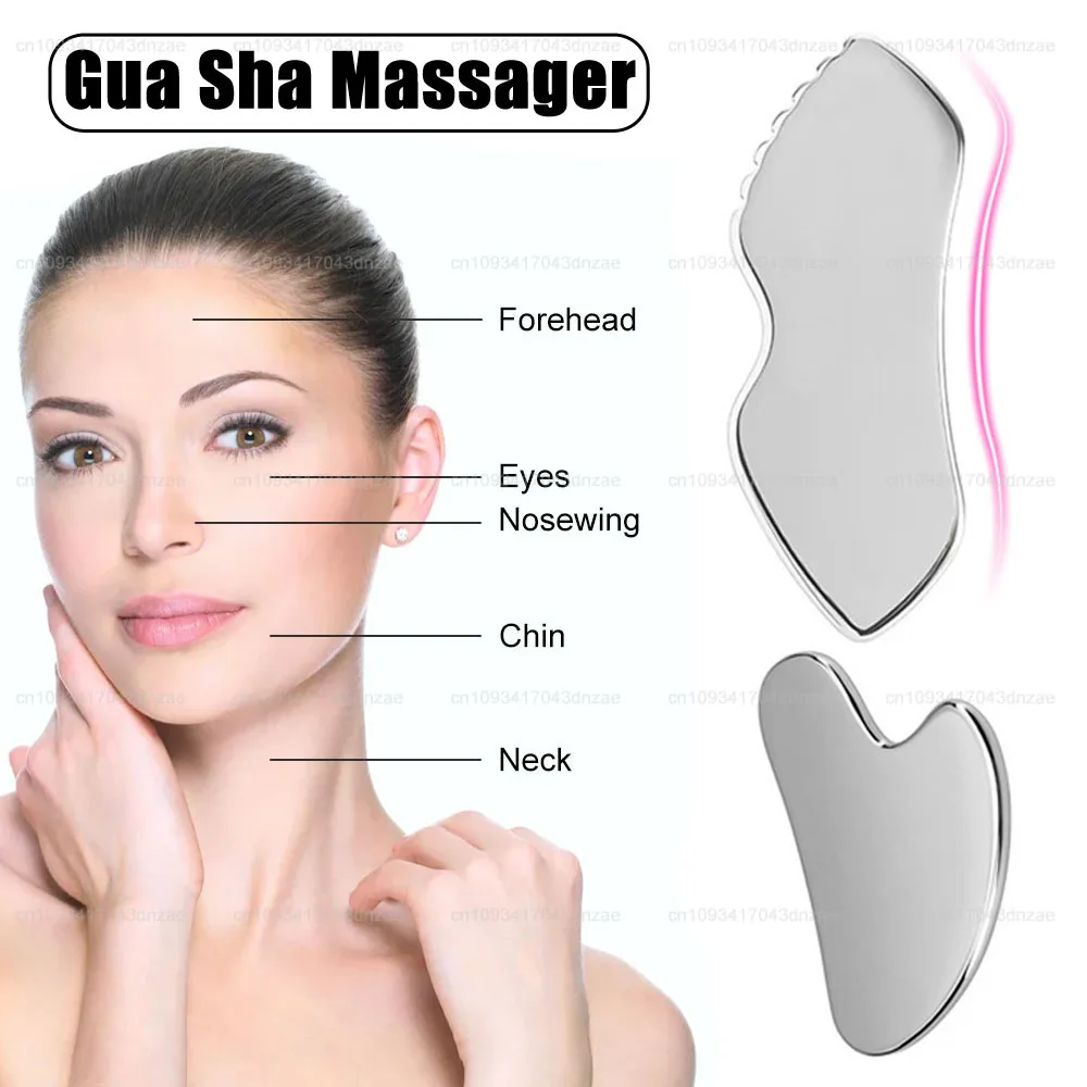 Stainless Steel Gua Sha Scraper Massager For Face Neck Body Guasha Massage Tool Facial Skin Care Guasha Board Smooth & Durable