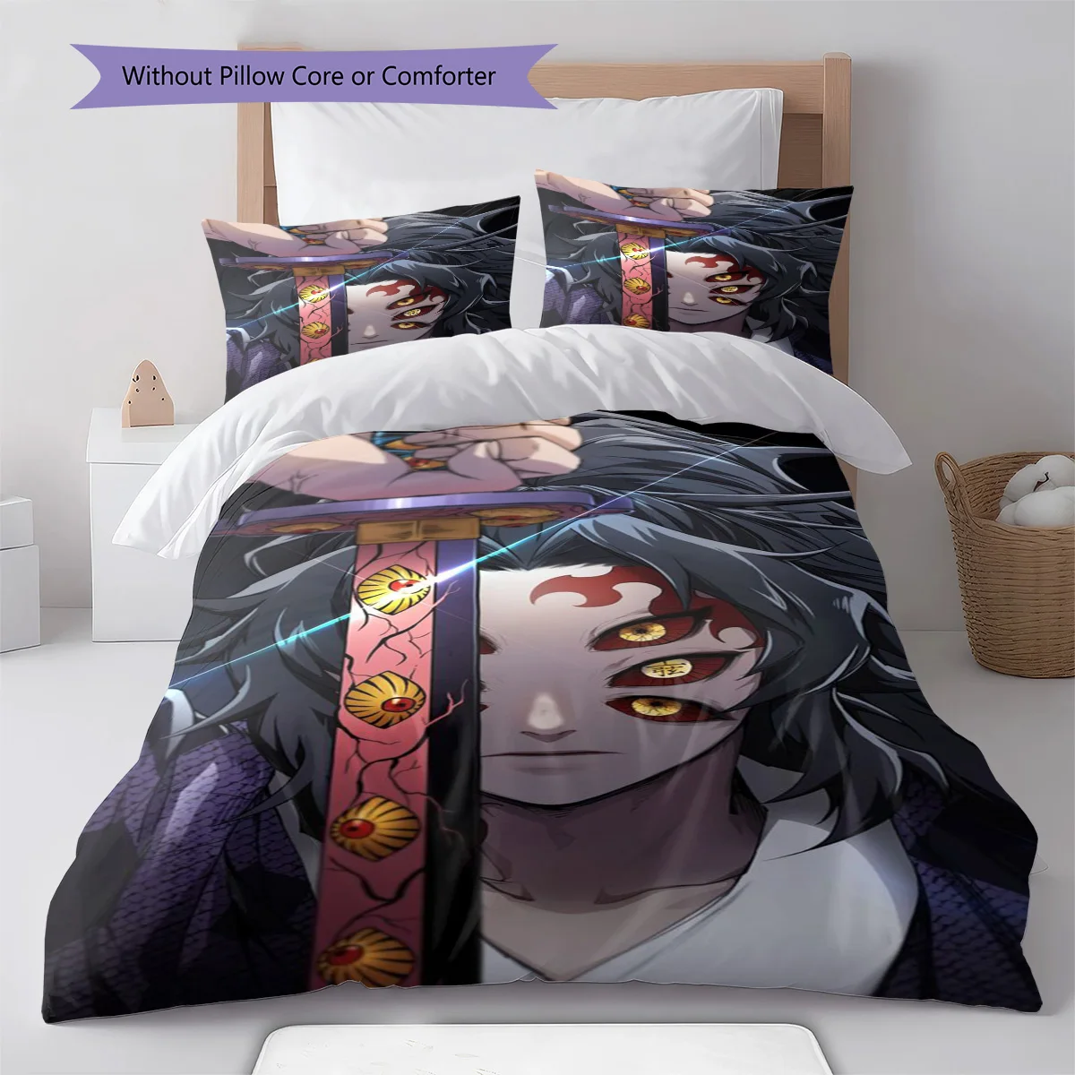 Demon Slayer Nezuko Kamado Chibi Style Bedding Set Anime Duvet Cover Polyester Soft Bed Linen Set -QJY