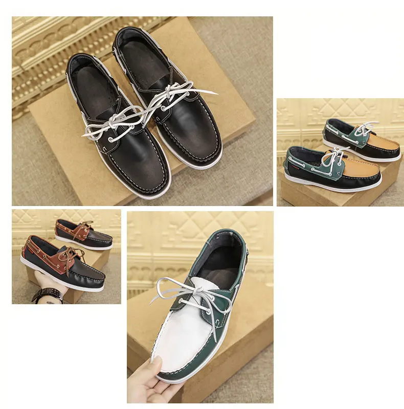Herren Bootsschuhe aus echtem Rindsleder, schnelltrocknend, zum Schnüren, Retro-Fashion, lässige flache Schuhe, klassisch, 2026 Neues Design, Größen 39-47 – Detail 2