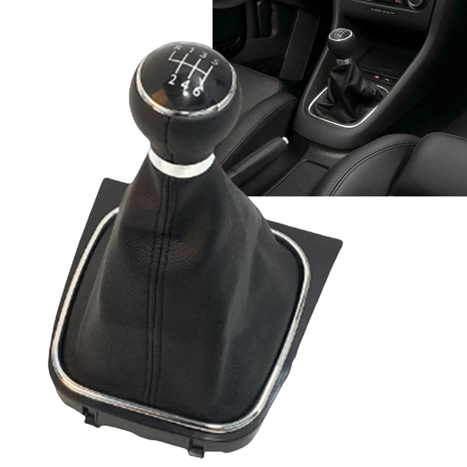 

For Volkswagen VW Golf 6 Jetta 5/6-Speed Manual Transmission Gear Shift Knob With Leather Cuff Auto Gearing Shifter Gearshift