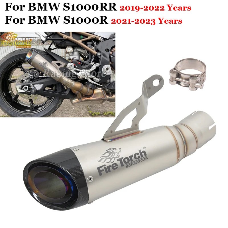 Slip On For BMW S1000RR S1000R 2019 2020 - 2023 Motorcycle Exhaust Escape Systems Modified Link Pipe Carbon Fiber Muffler Moto