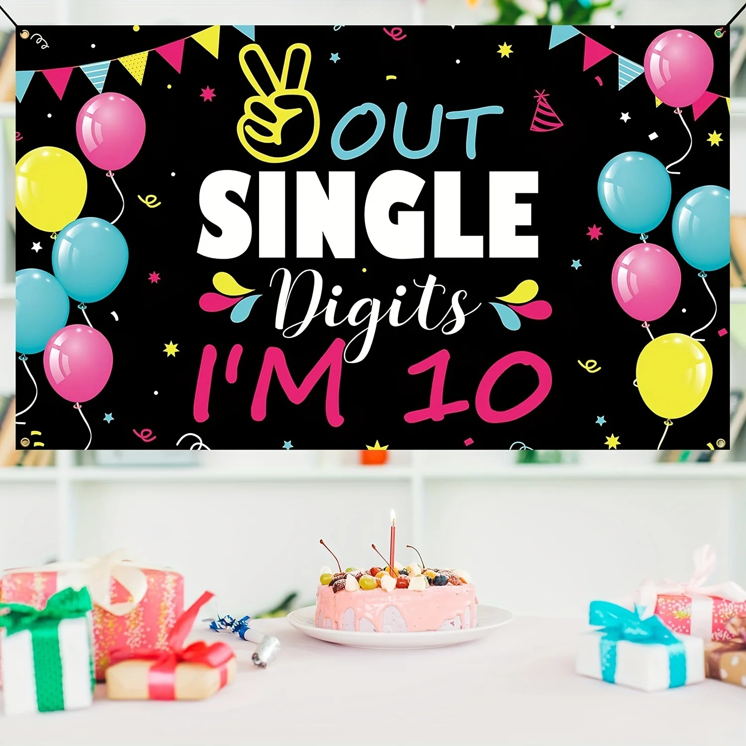 10. Geburtstag Dekorationen alles Gute zum 10. Geburtstag Hintergrund Banner, zweistellige 10 Jahre alte Geburtstags feier Hof Zeichen Foto Requisiten
